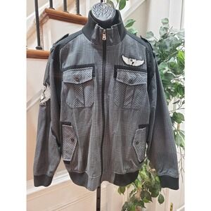 Vintage Raw Blue Men's Gray 100% Cotton Long Sleeve Full Zip Front Jacket L
